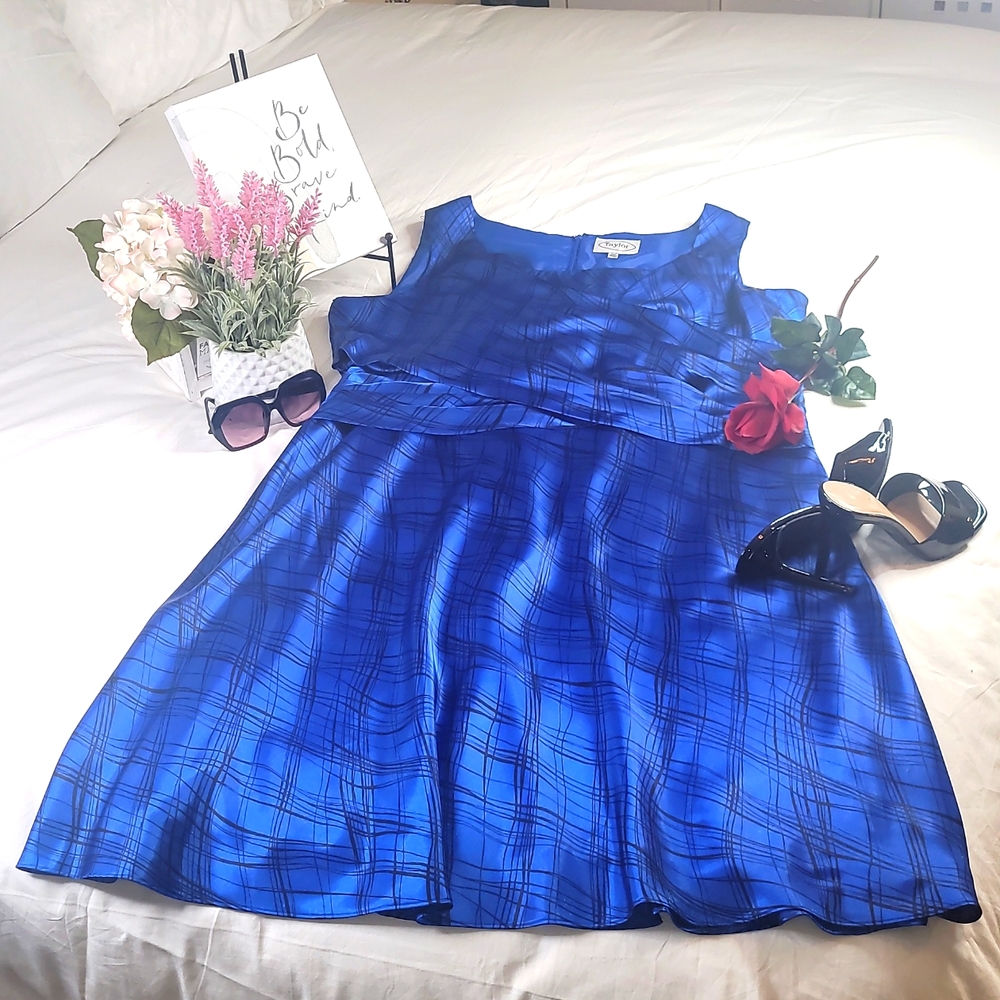 Taylor Royal Blue Plaid Midi Dress